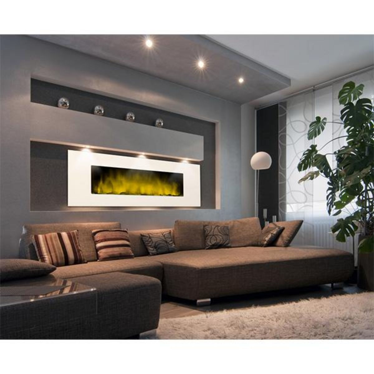 Chemin'arte Cheminée électrique 2000w avec télécommande blanc - white loft xxl