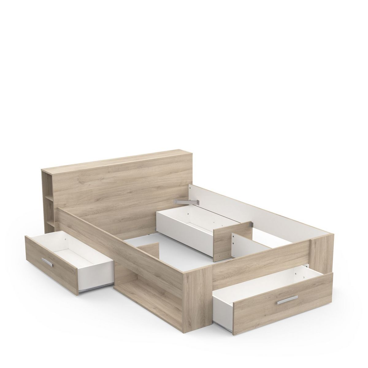 Lit 140 x200 cm avec tête de lit et rangements ILIAN