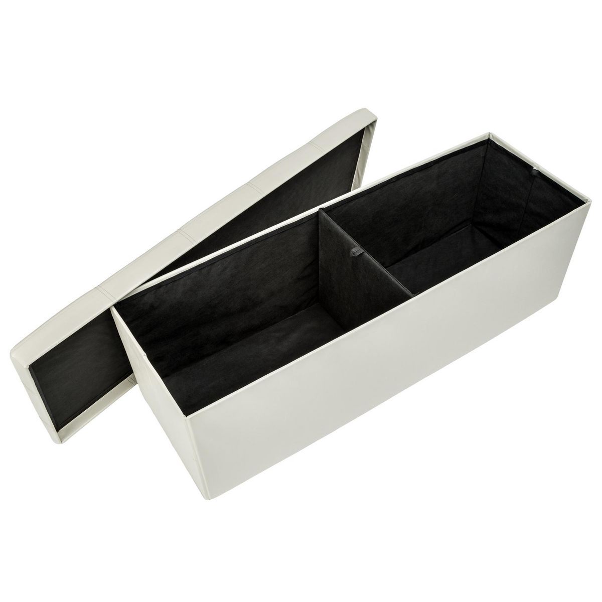 tectake Pouf avec espace de rangement pliable beige