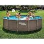 Voir la diapositive 2 : SUMMER WAVES Piscine tubulaire Active Frame Pool ronde effet rotin 4,57 x 1,06 m - Summer Waves