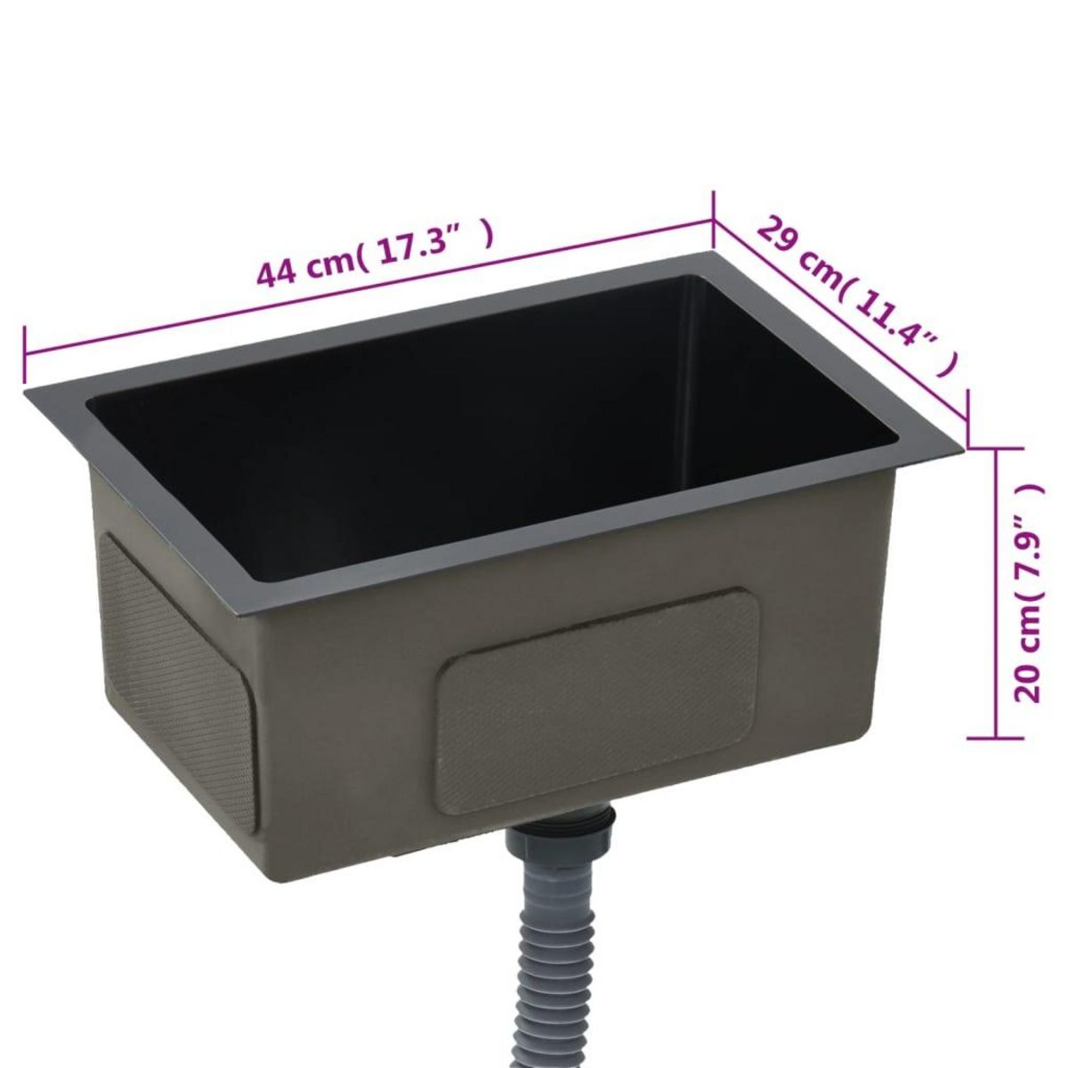 VIDAXL Evier de cuisine fait a la main Noir Acier inoxydable