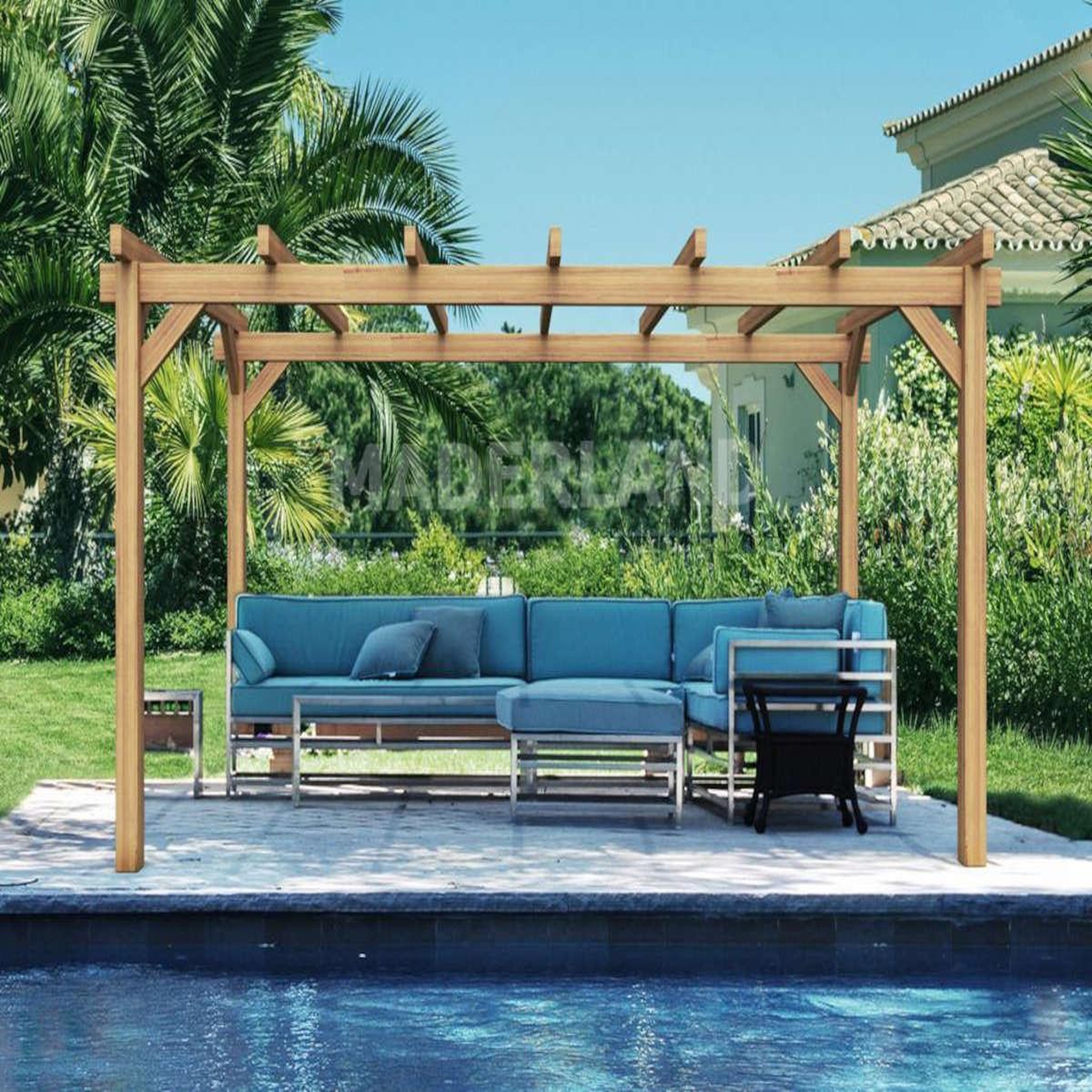 JARDIDECO Pergola en bois lamellé-collé grenoble 600 x 300 cm - maderland