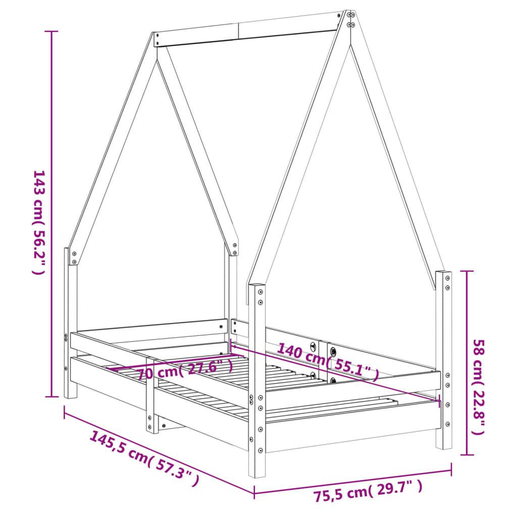 Voir la diapositive 6 : VIDAXL Cadre de lit pour enfant 70x140 cm bois de pin massif