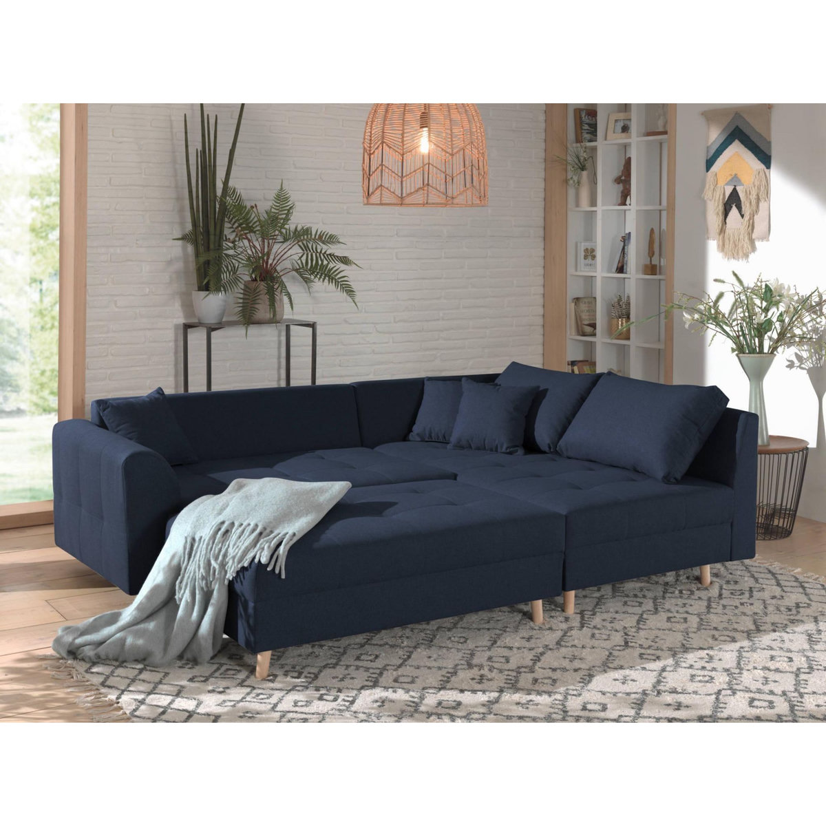 LISA DESIGN Rune - canapé d'angle - avec pouf d'appoint - 4 places - style scandinave - droit