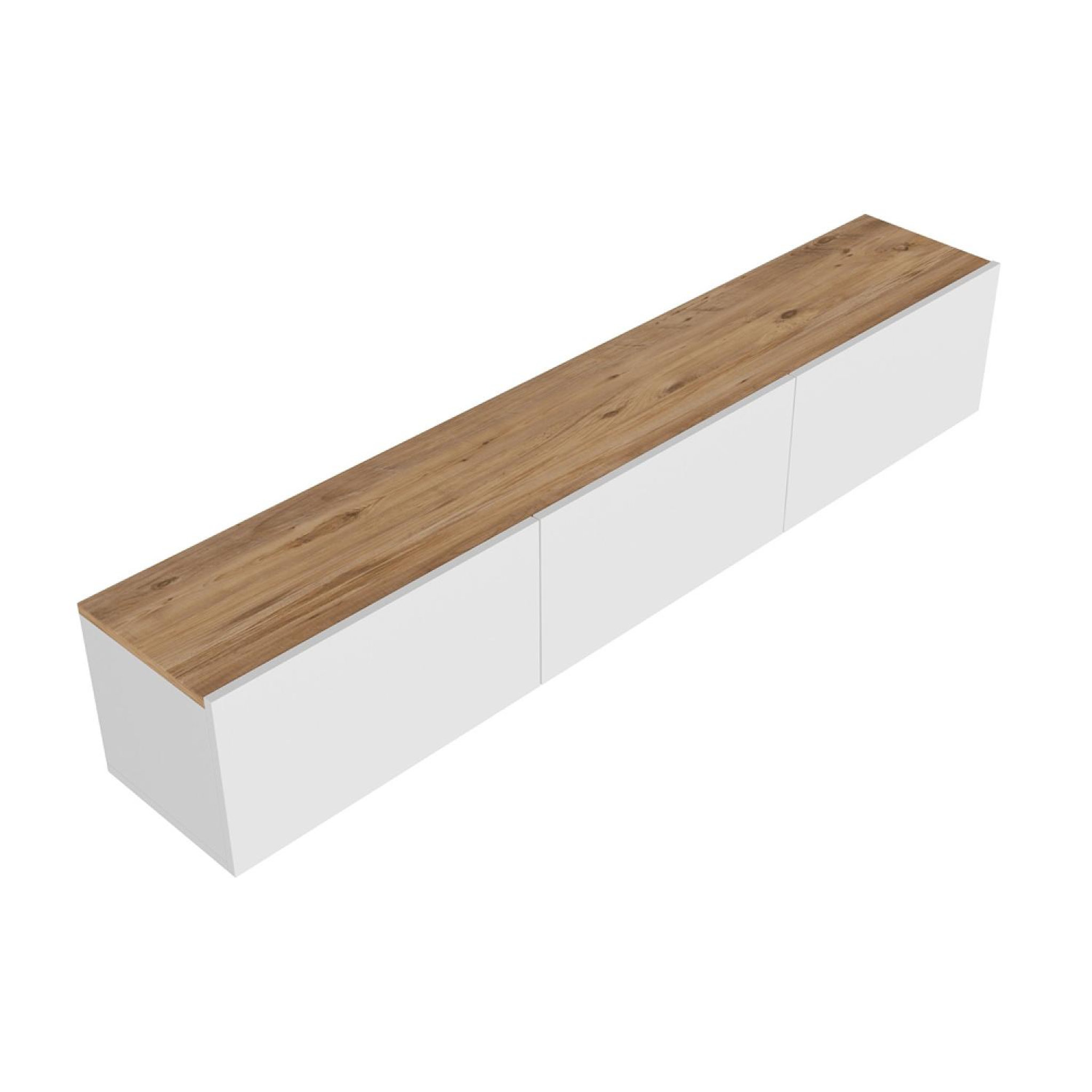 Voir la diapositive 5 : CONCEPT USINE Meuble tv suspendu avec placards 150cm blanc et bois hal