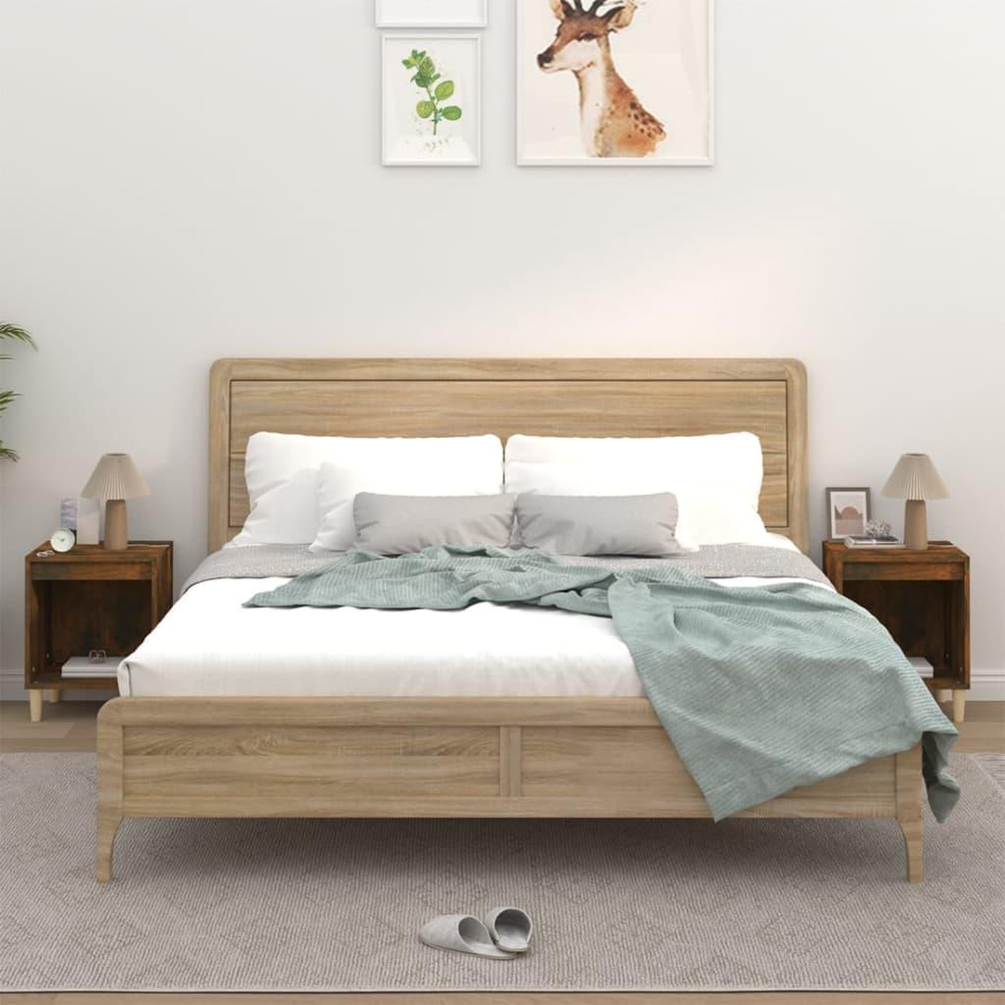 Voir la diapositive 1 : VIDAXL Tables de chevet 2 pcs Chene fume 40x35x50 cm