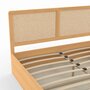 Voir la diapositive 6 : ID MARKET Lit coffre double EDHEN avec tête de lit cannage et sommier 140 x 190 cm coloris bois