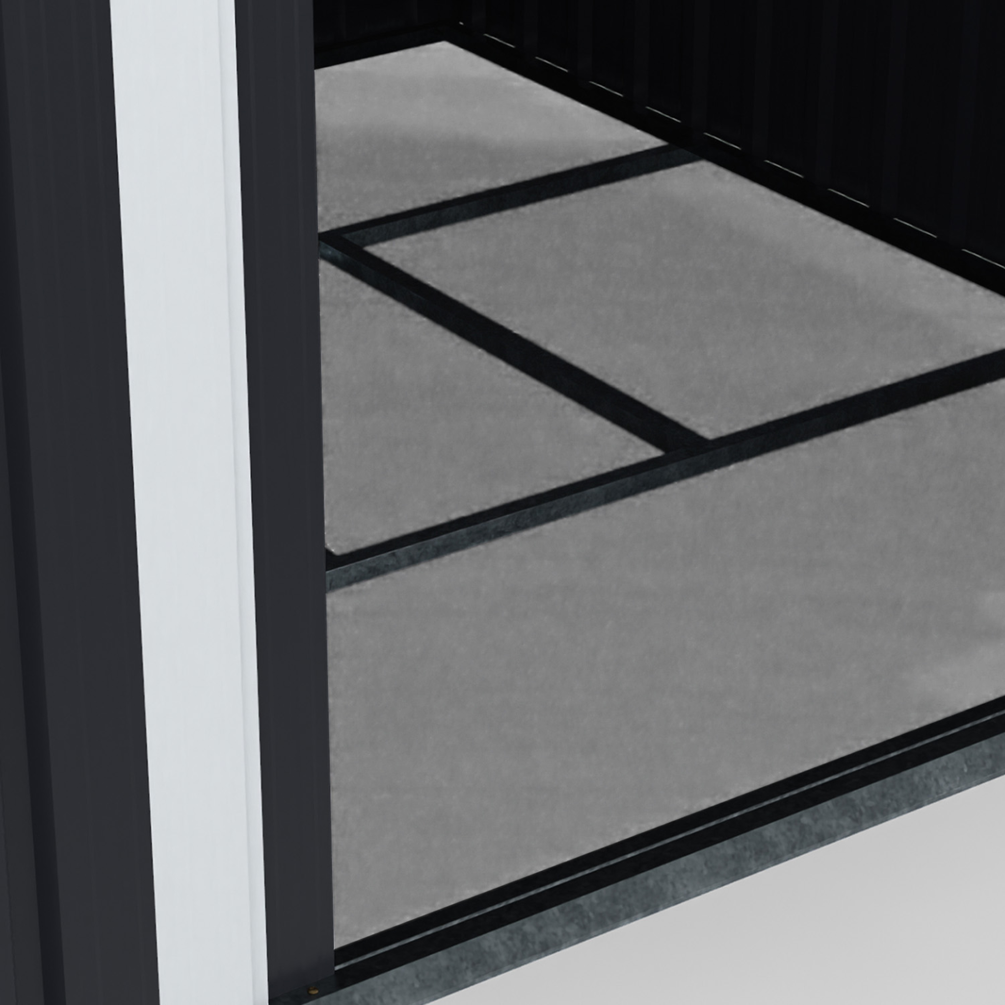 Voir la diapositive 6 : ID MARKET Abri de jardin 3,7m² gris en acier galvanisé avec base