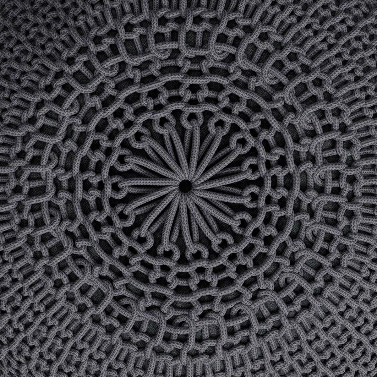 Rendez vous déco Pouf tricot rond en coton jaune moutarde D40 cm - Elisa