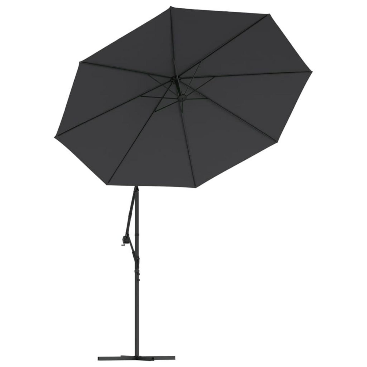 VIDAXL Tissu de remplacement pour parasol deporte Noir 350 cm
