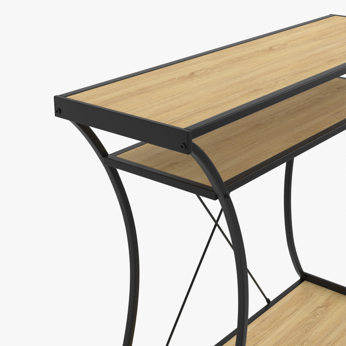 ID MARKET Console pieds courbés DETROIT avec double étagères design industriel