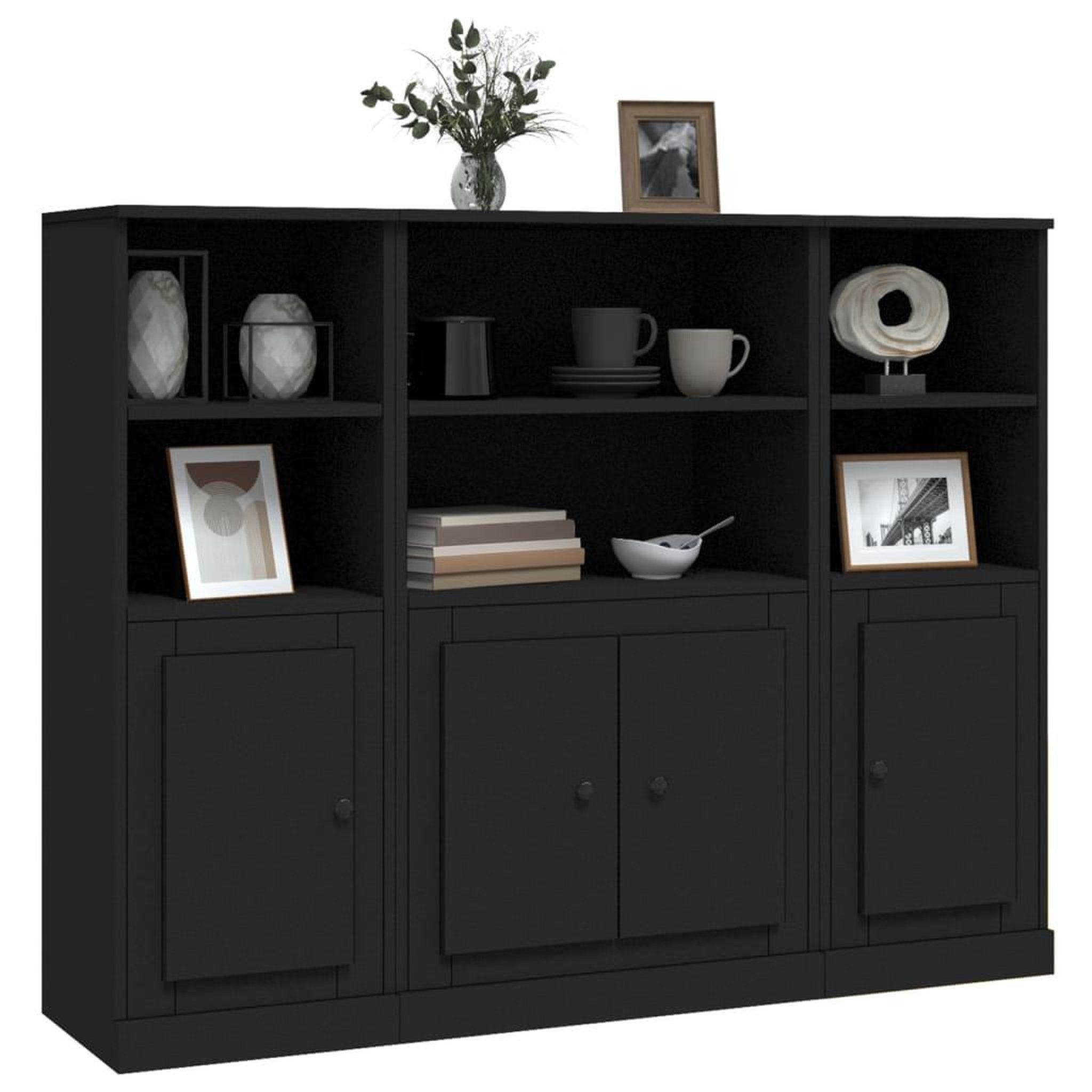 Voir la diapositive 4 : VIDAXL Buffets 3 pcs noir bois d'ingenierie
