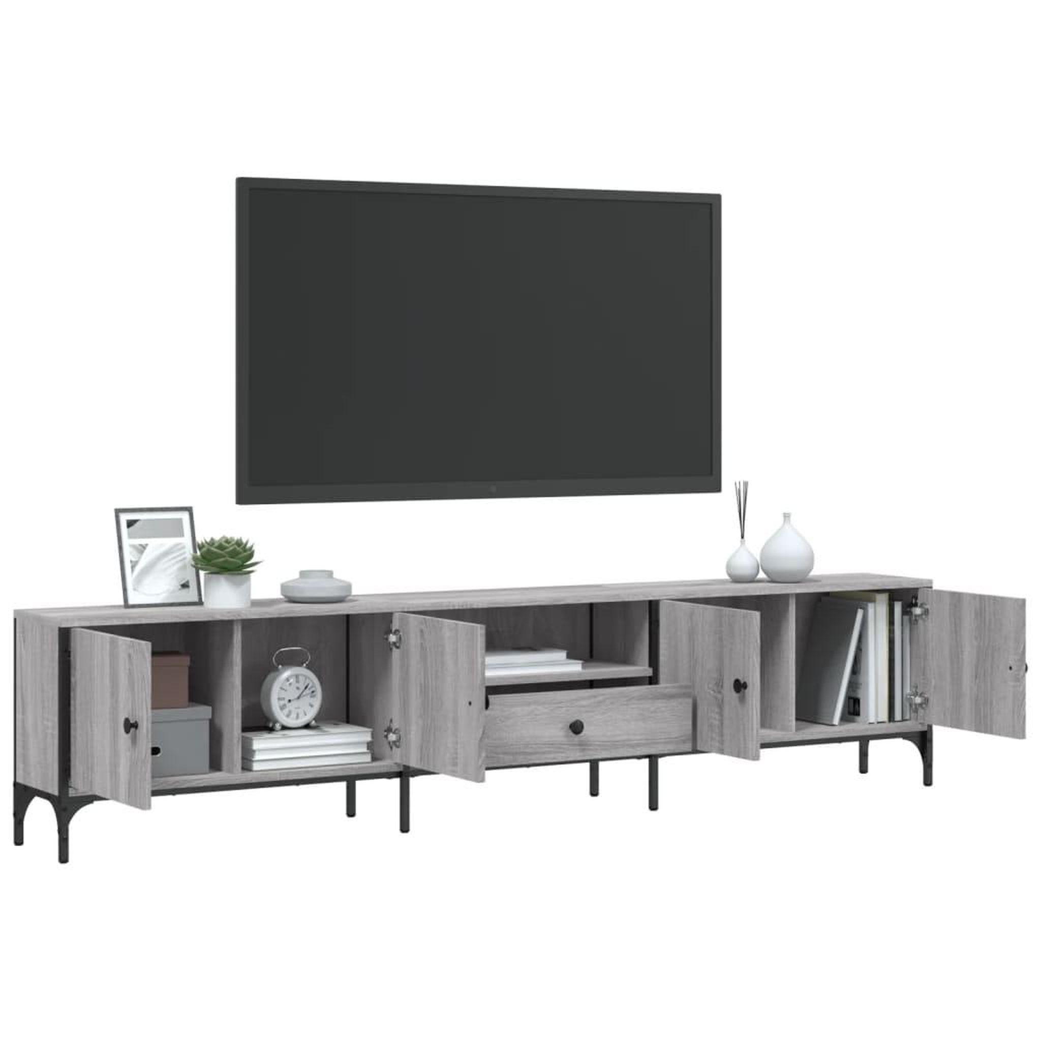 Voir la diapositive 4 : VIDAXL Meuble TV a tiroir sonoma gris 200x25x44 cm bois d'ingenierie