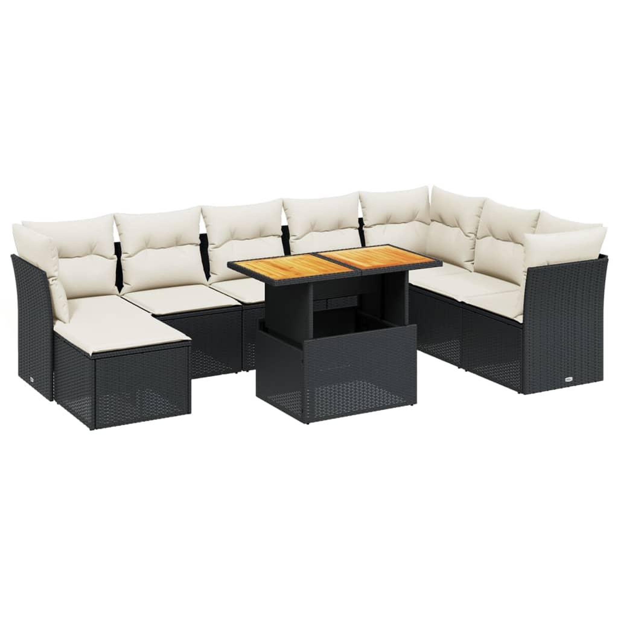 Voir la diapositive 2 : VIDAXL Salon de jardin 9 pcs avec coussins noir resine tressee
