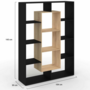 Voir la diapositive 4 : ID MARKET Etagère bibliothèque COLETTE avec 11 compartiments noir et effet bois H.143 cm
