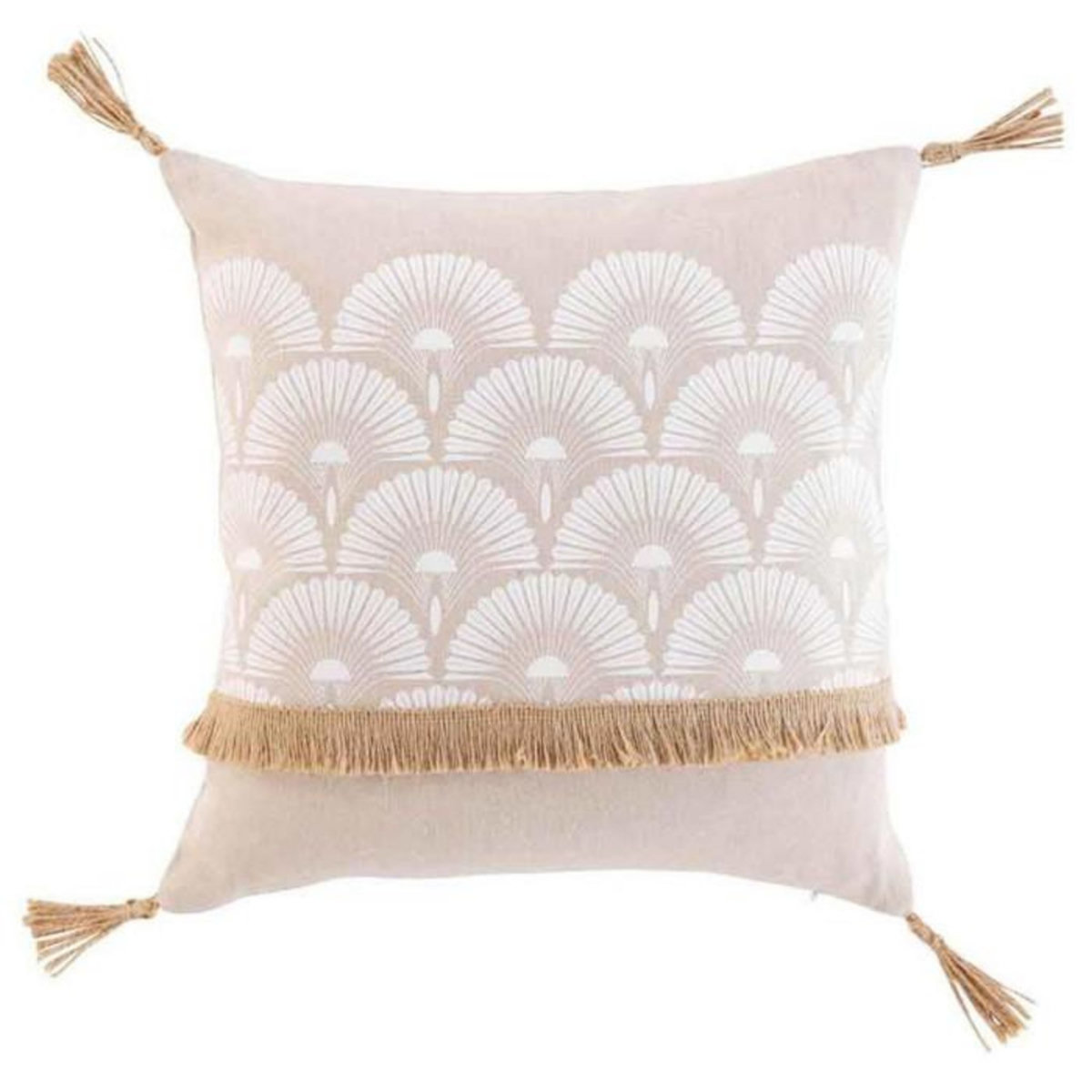 Paris Prix Coussin Déco Imprimé  Bahina  40x40cm Beige & Blanc