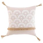 Paris Prix Coussin Déco Imprimé  Bahina  40x40cm Beige & Blanc