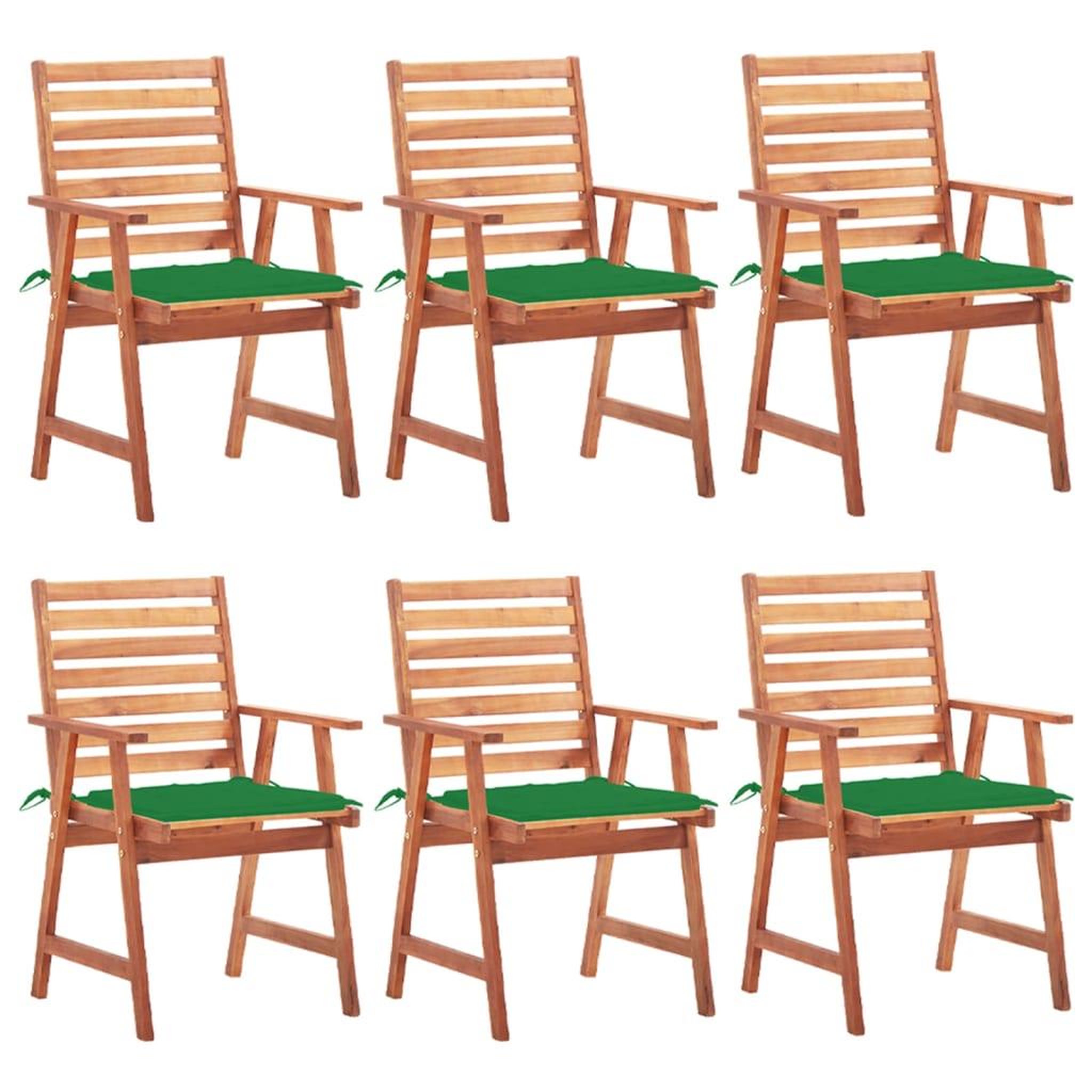 Voir la diapositive 1 : VIDAXL Chaises a manger d'exterieur lot de 6 et coussins Acacia massif