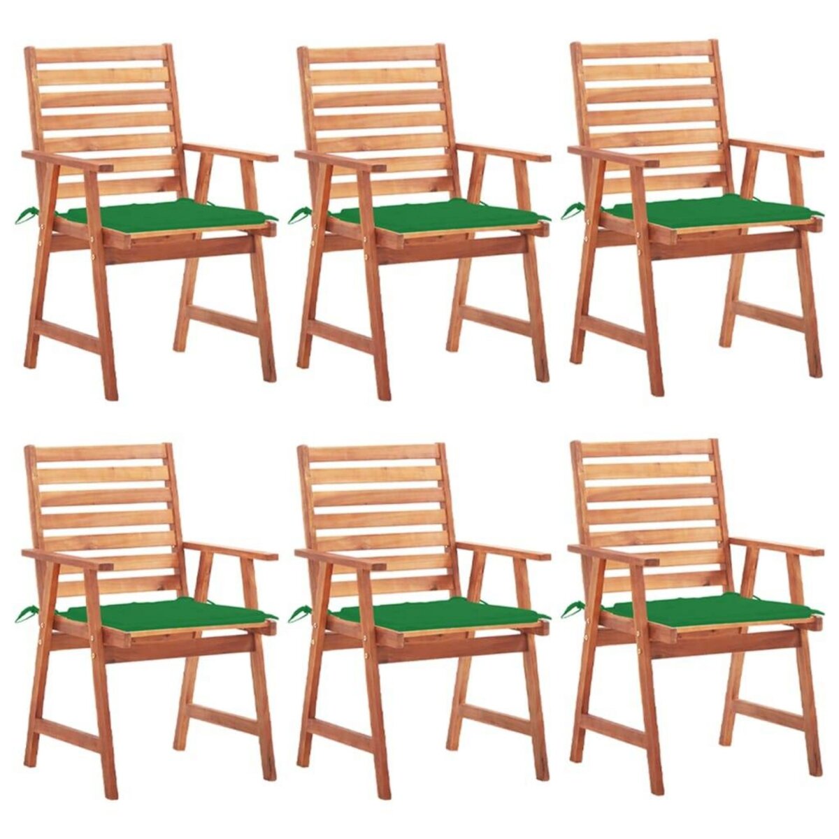 VIDAXL Chaises a manger d'exterieur lot de 6 et coussins Acacia massif