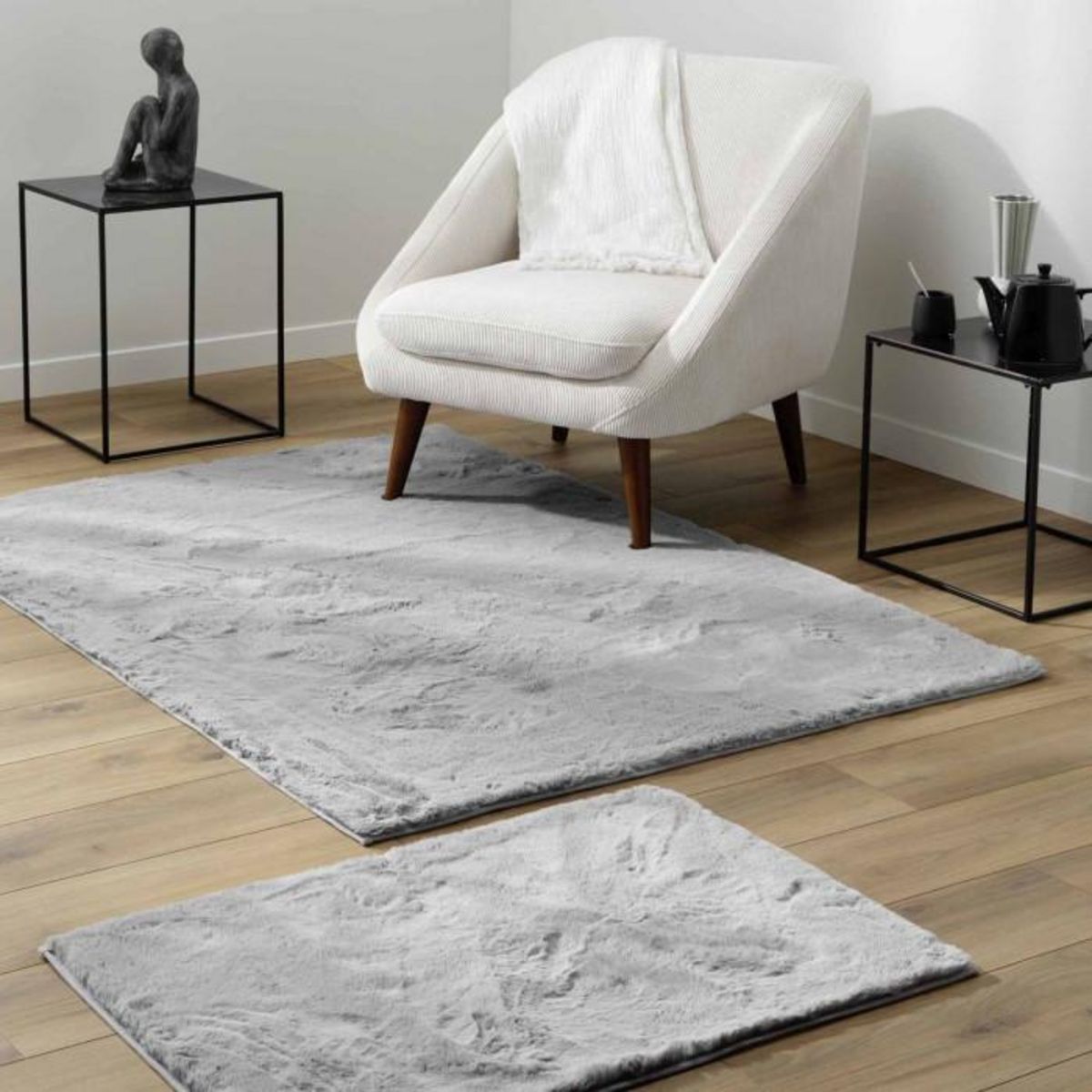 Paris Prix Tapis Imitation Fourrure  Feline  120x170cm Gris