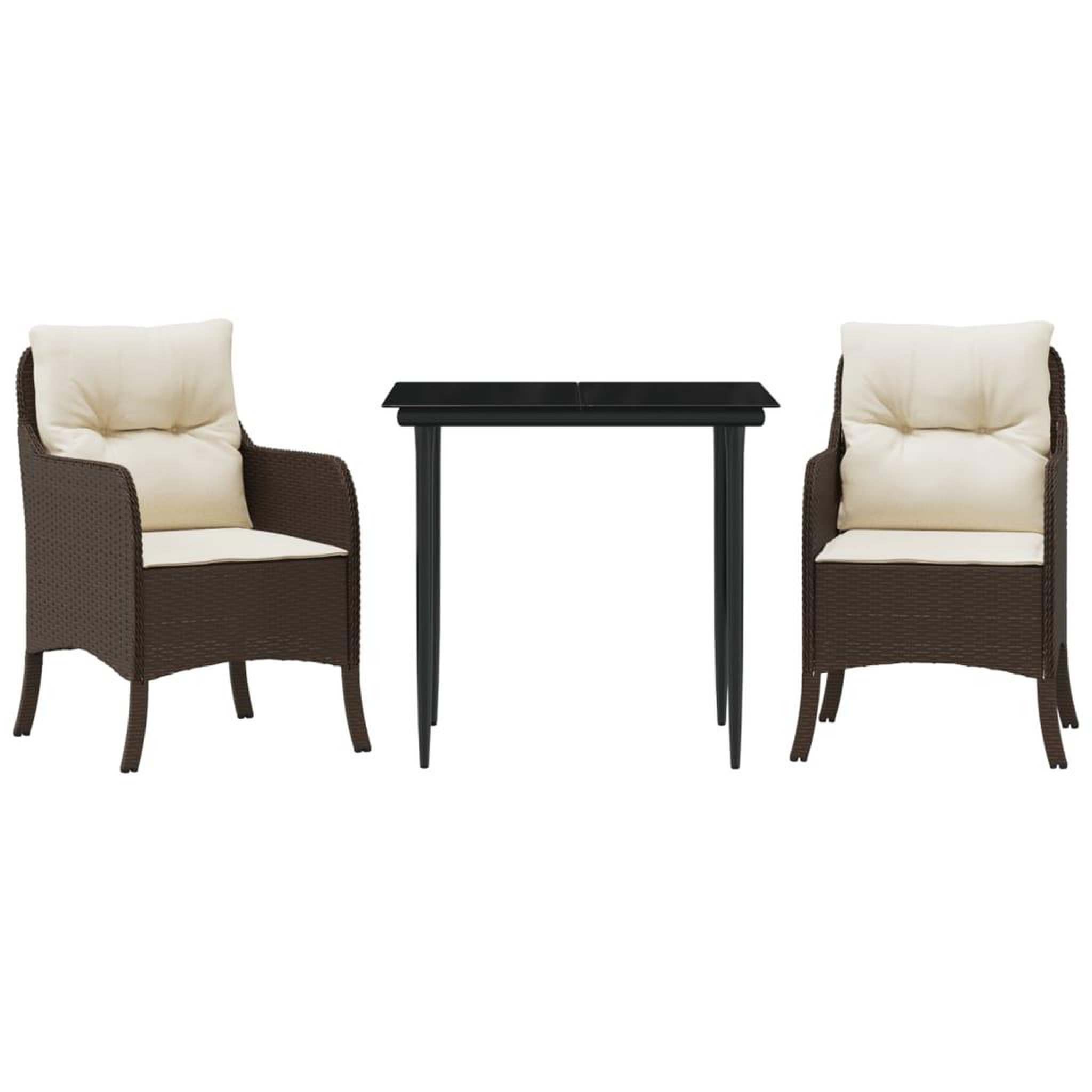 Voir la diapositive 2 : VIDAXL Ensemble a manger de jardin 3 pcs et coussins marron poly rotin