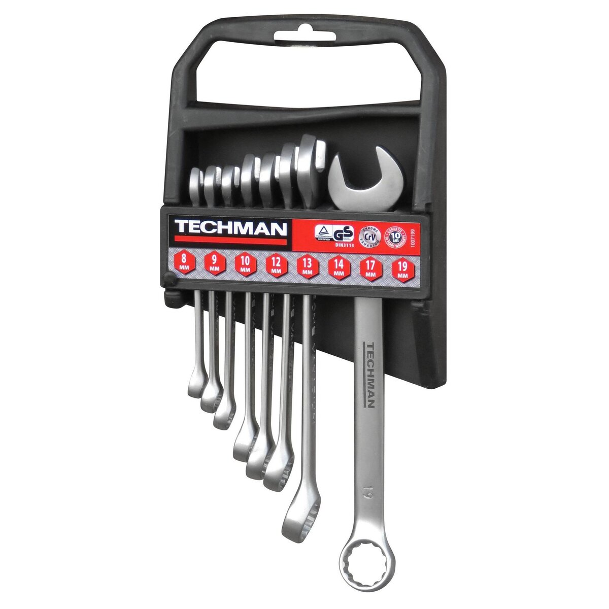 TECHMAN Jeu de 8 Clés Mixtes Industries: 8/9/10/12/13/14/17/19mm