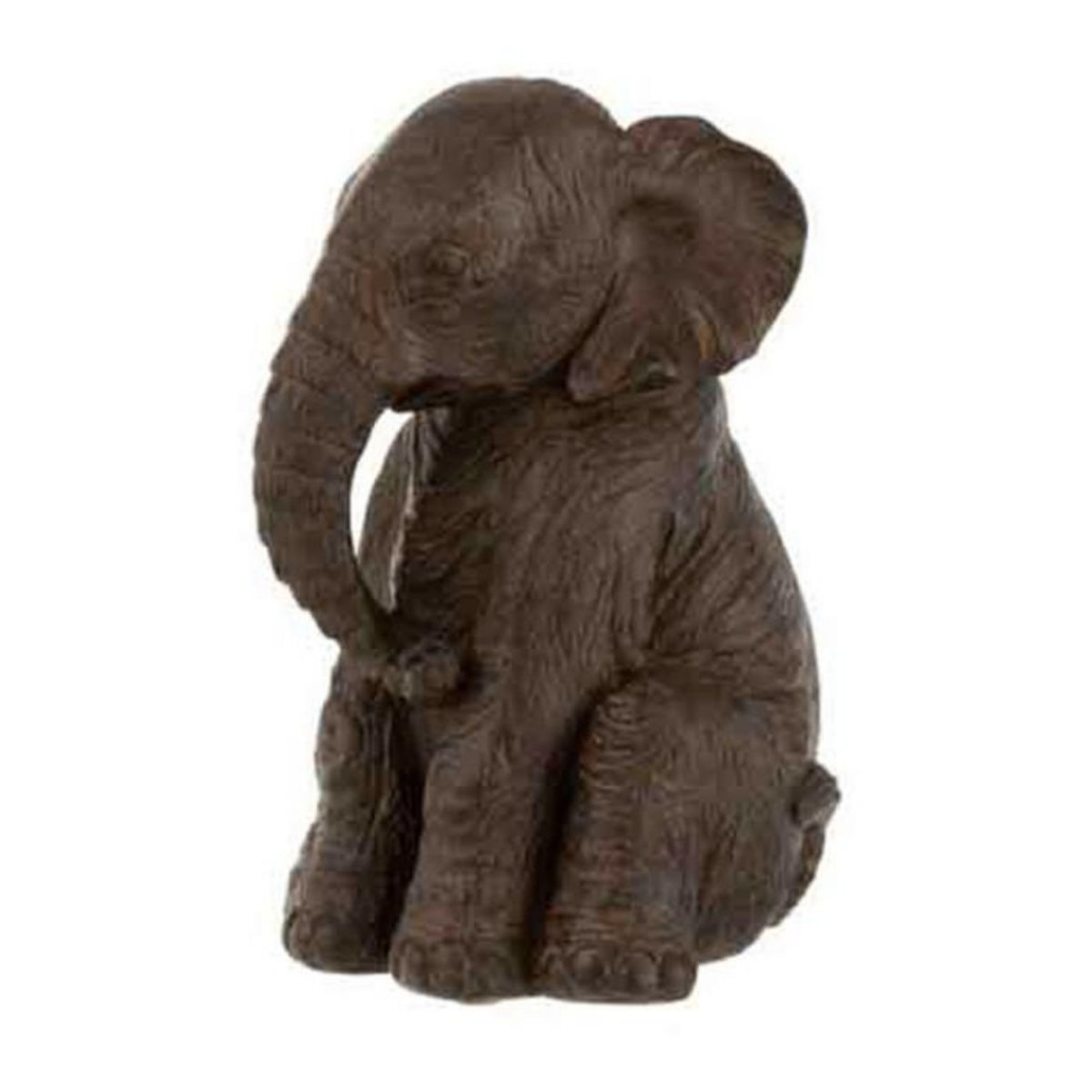 Paris Prix Statuette Déco  Éléphant Assis  23cm Marron