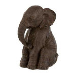 Paris Prix Statuette Déco  Éléphant Assis  23cm Marron