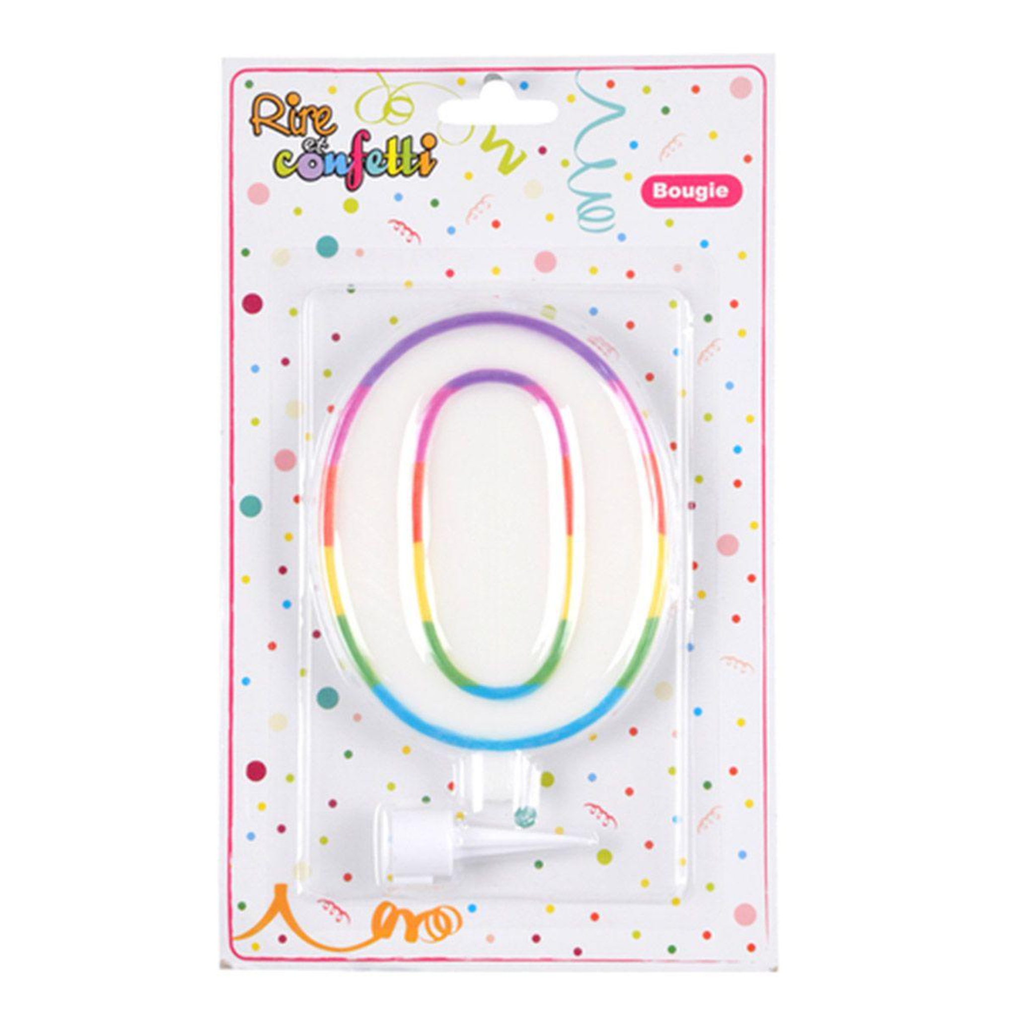 Voir la diapositive 3 : HOMEA Bougie d'Anniversaire  Chiffre 0  10cm Multicolore