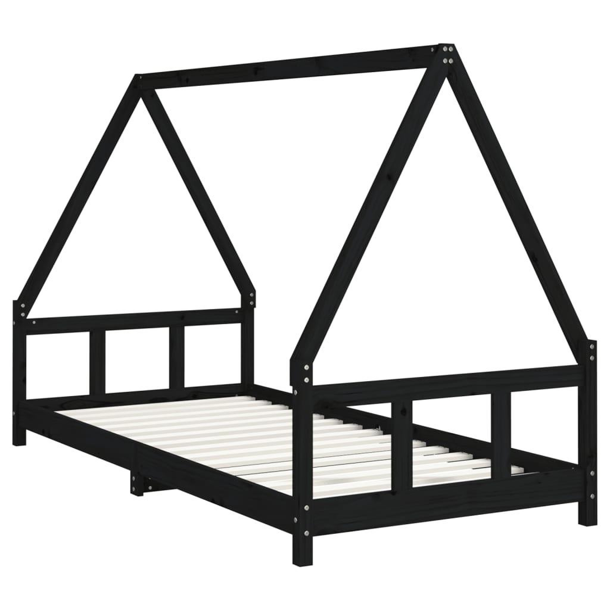Voir la diapositive 3 : VIDAXL Cadre de lit pour enfants noir 90x200 cm bois de pin massif