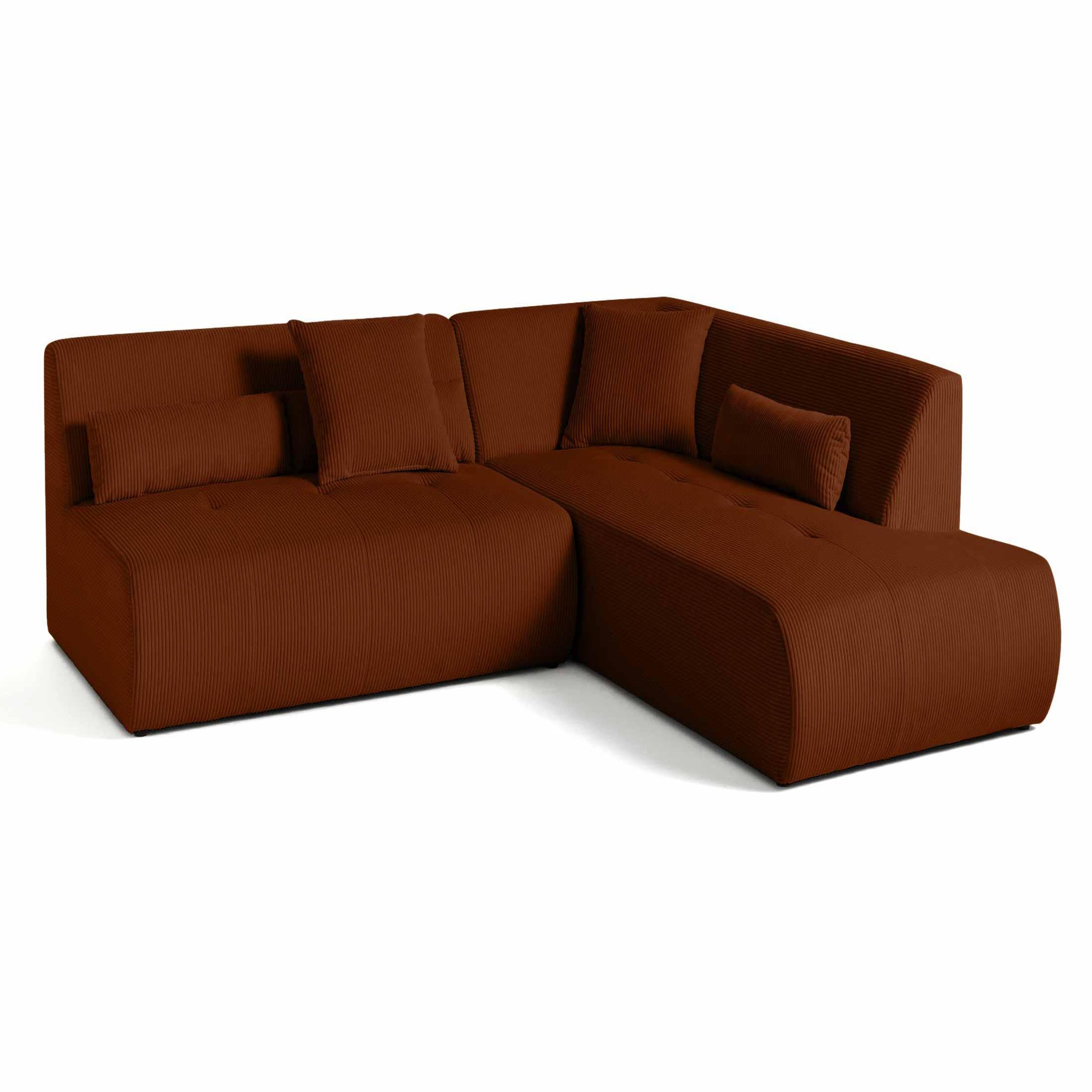Voir la diapositive 2 : LISA DESIGN Onyx - canapé modulable d'angle droit - 5 places - en velours côtelé