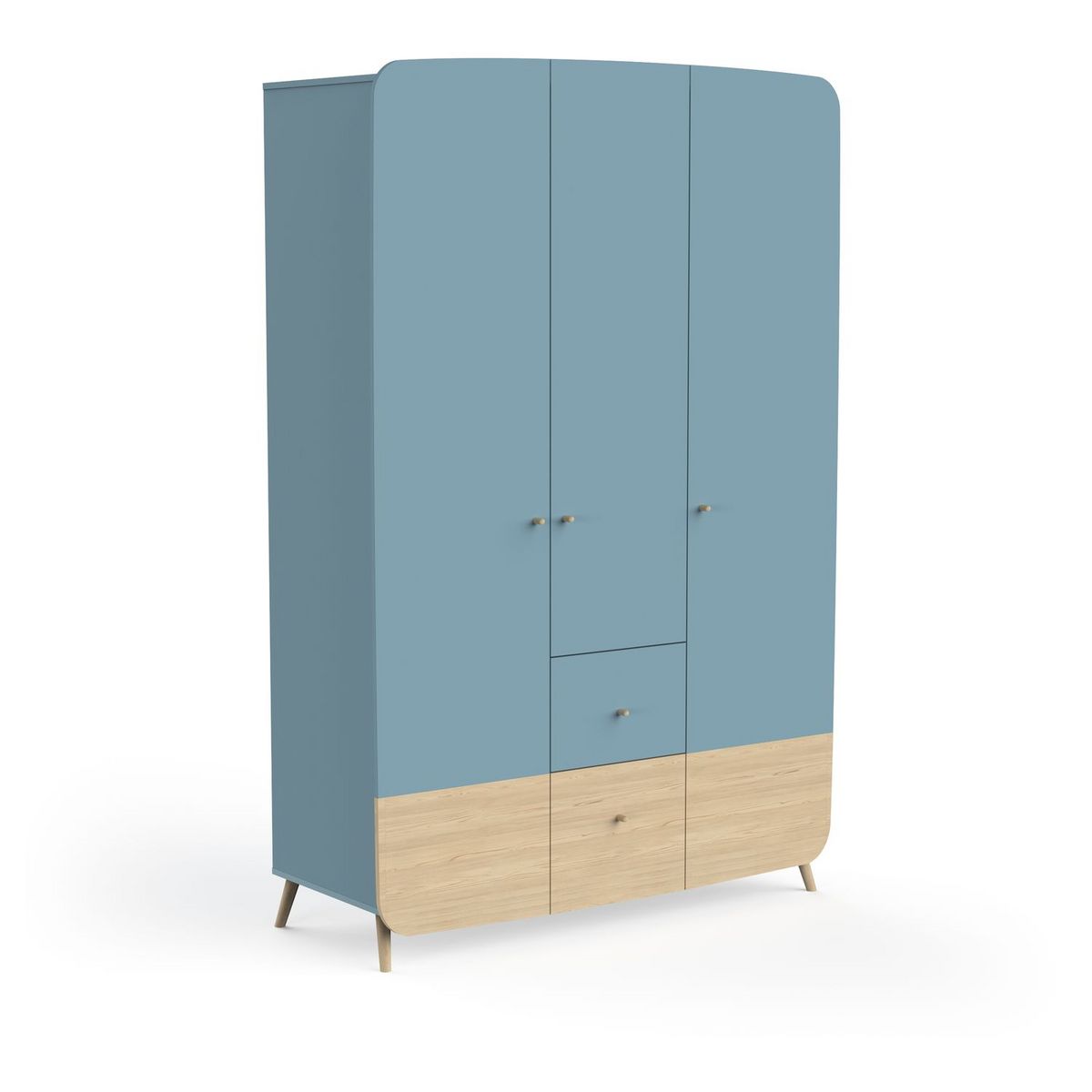 Armoire bébé enfant 3 portes 4 tiroirs bleu LINIA 