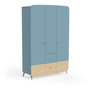 Voir la diapositive 4 : Armoire bébé enfant 3 portes 4 tiroirs bleu LINIA 