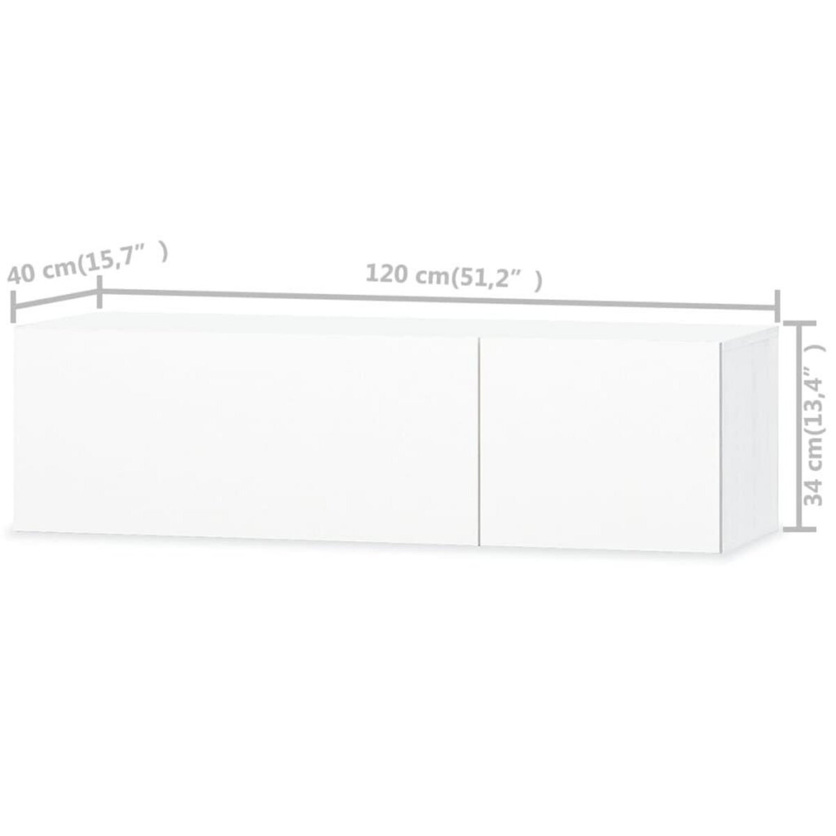 VIDAXL Meuble TV bois d'ingenierie 120x40x34 cm blanc brillant