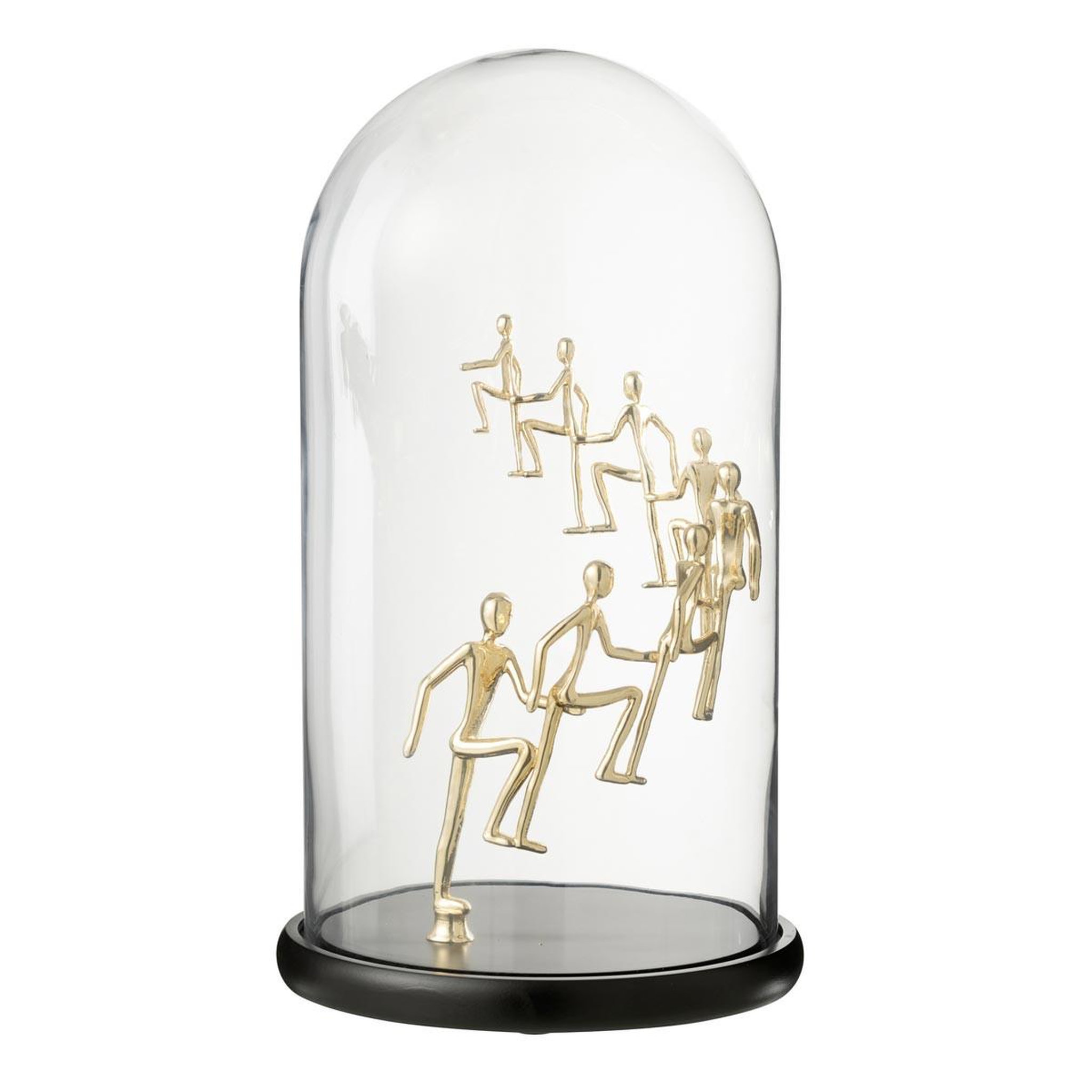 J-LINE Cloche déco en verre  personnes escaladant  44cm doré