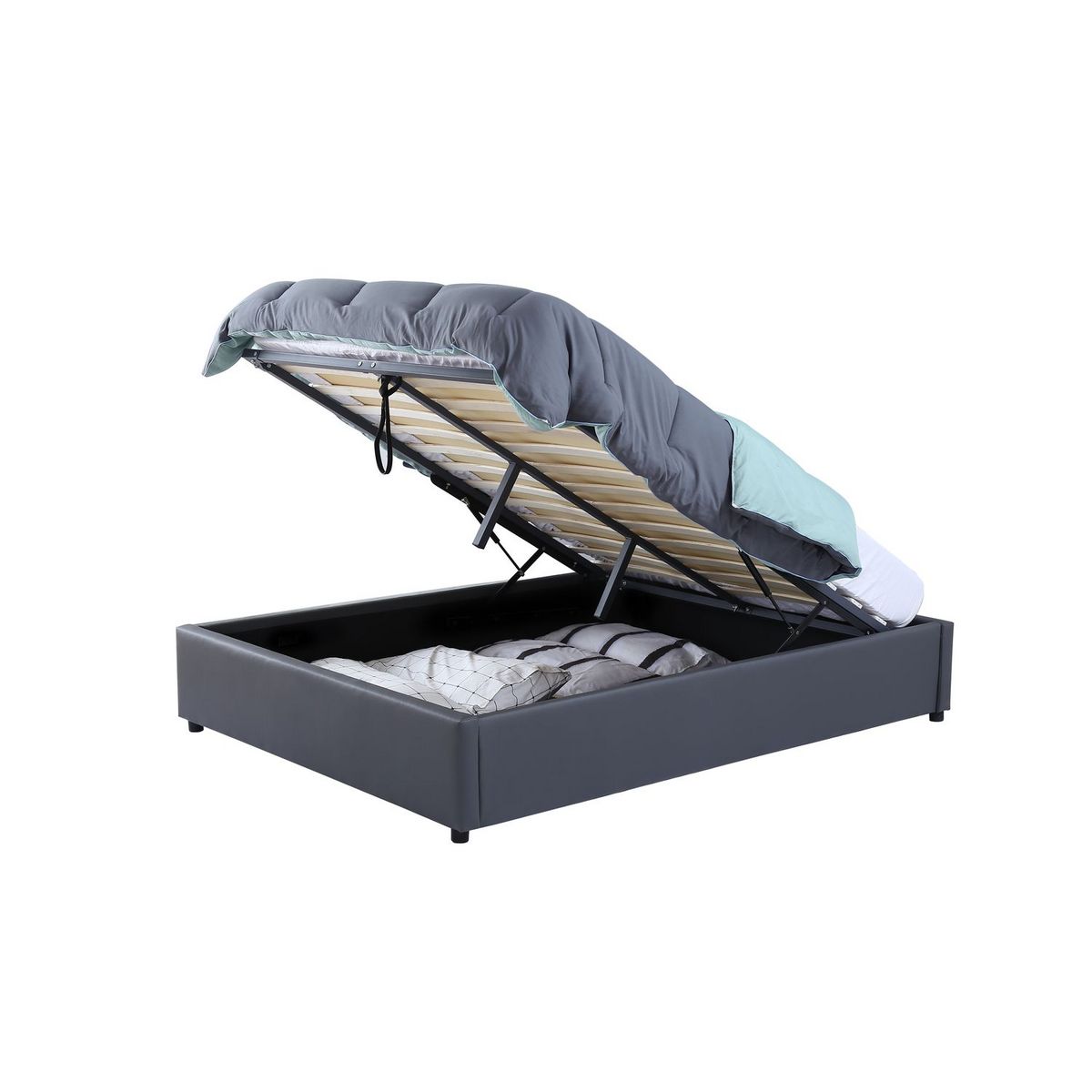 Lit coffre PU avec sommier relevable 140x190 cm OSCAR