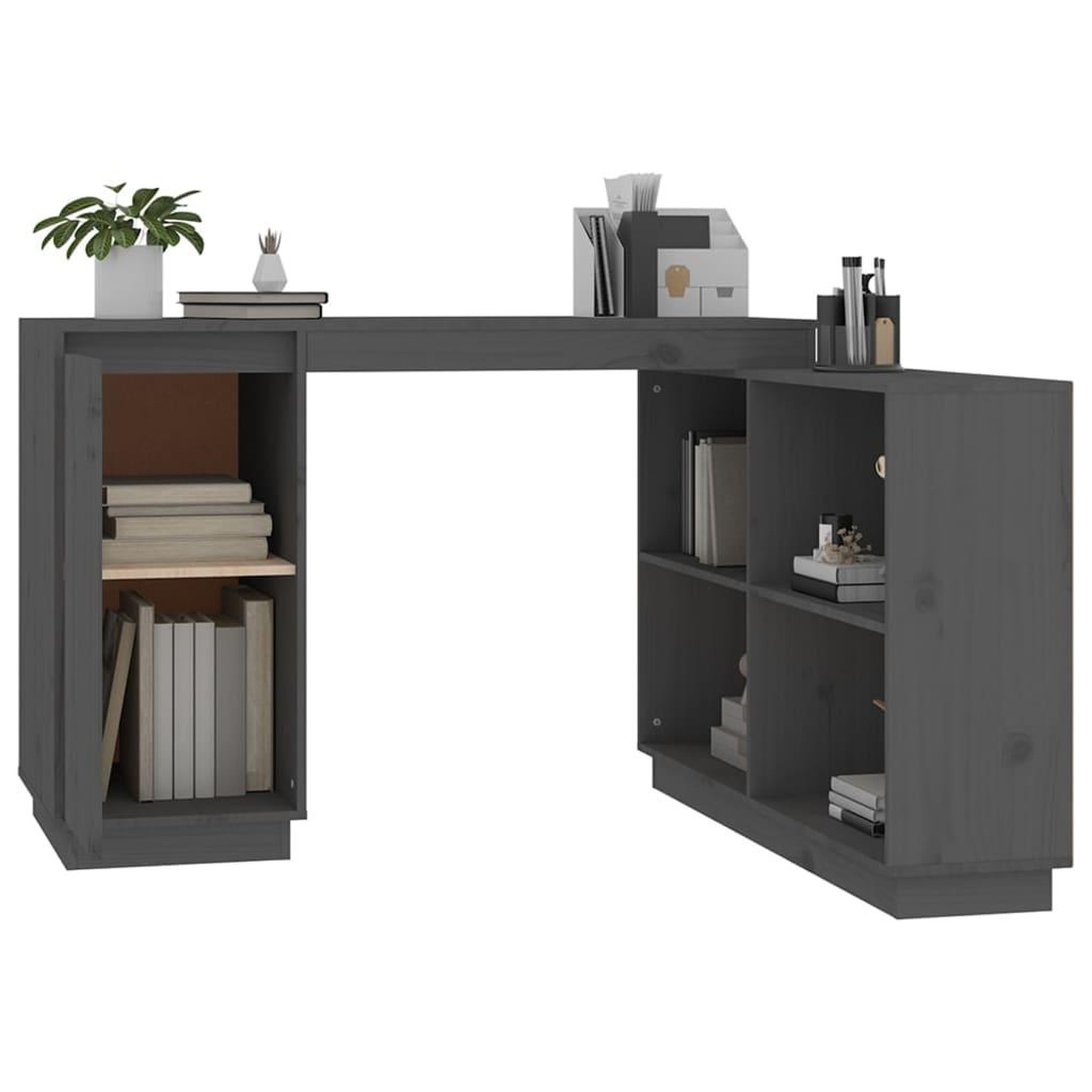 Voir la diapositive 5 : VIDAXL Bureau Gris 110x50x75 cm Bois massif de pin
