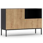 BEST MOBILIER Felicia - buffet bas - effet bois et noir - 120 cm. Coloris disponibles : Marron
