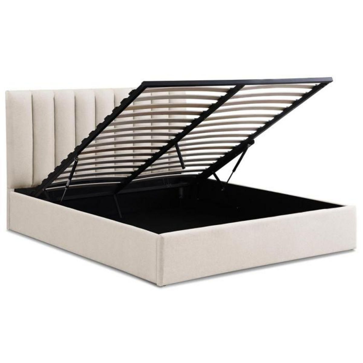 Paris Prix Lit Coffre Design en Tissu  Songa  160x200cm Beige