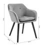 HOMCOM Chaises de visiteur design scandinave - lot de 2 chaises - pieds effilés bois noir - assise dossier accoudoirs ergonomiques velours gris