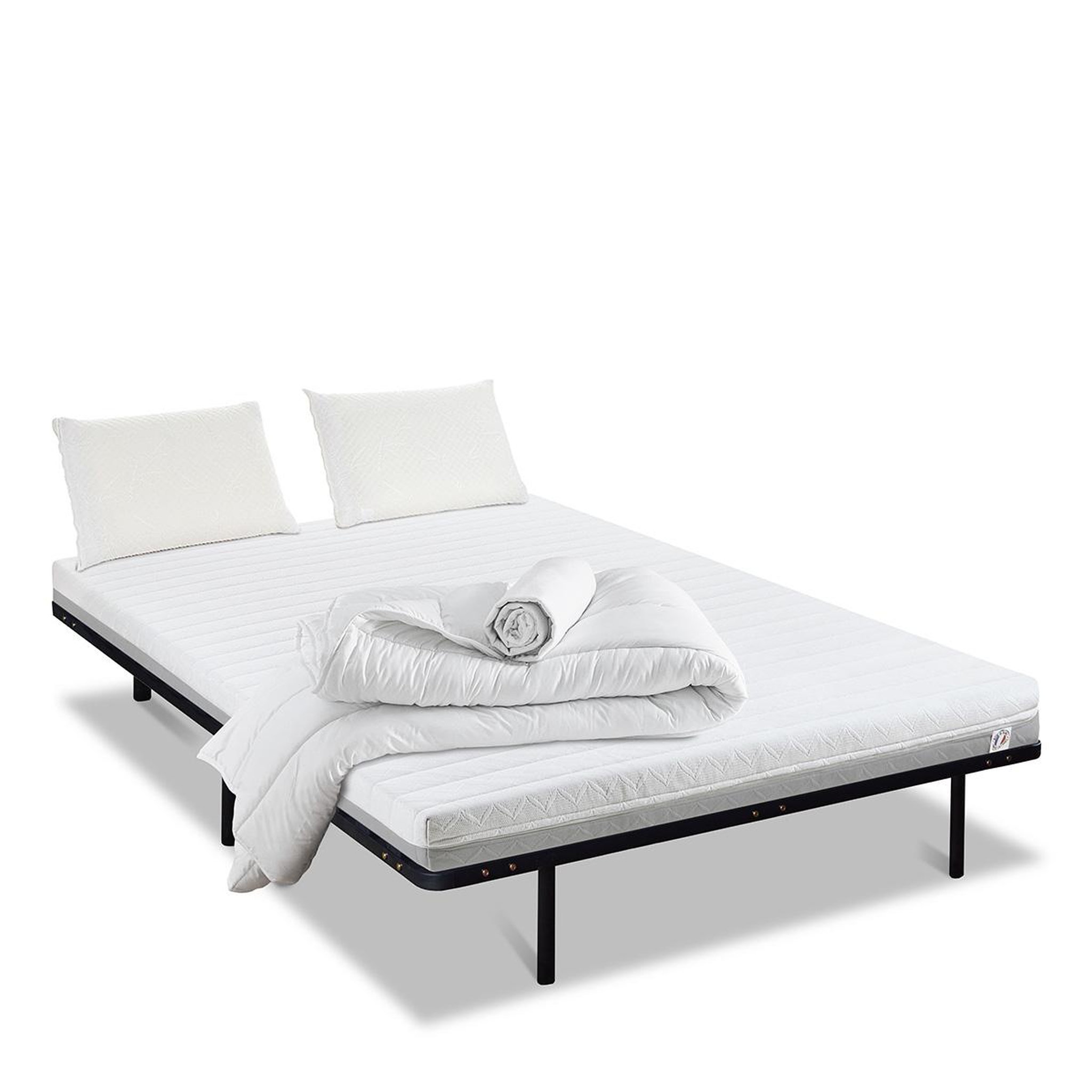Voir la diapositive 3 : OLYMPE LITERIE Olympe literie | pack prêt à dormir venus | matelas mousse haute densité + sommier métal + accessoires