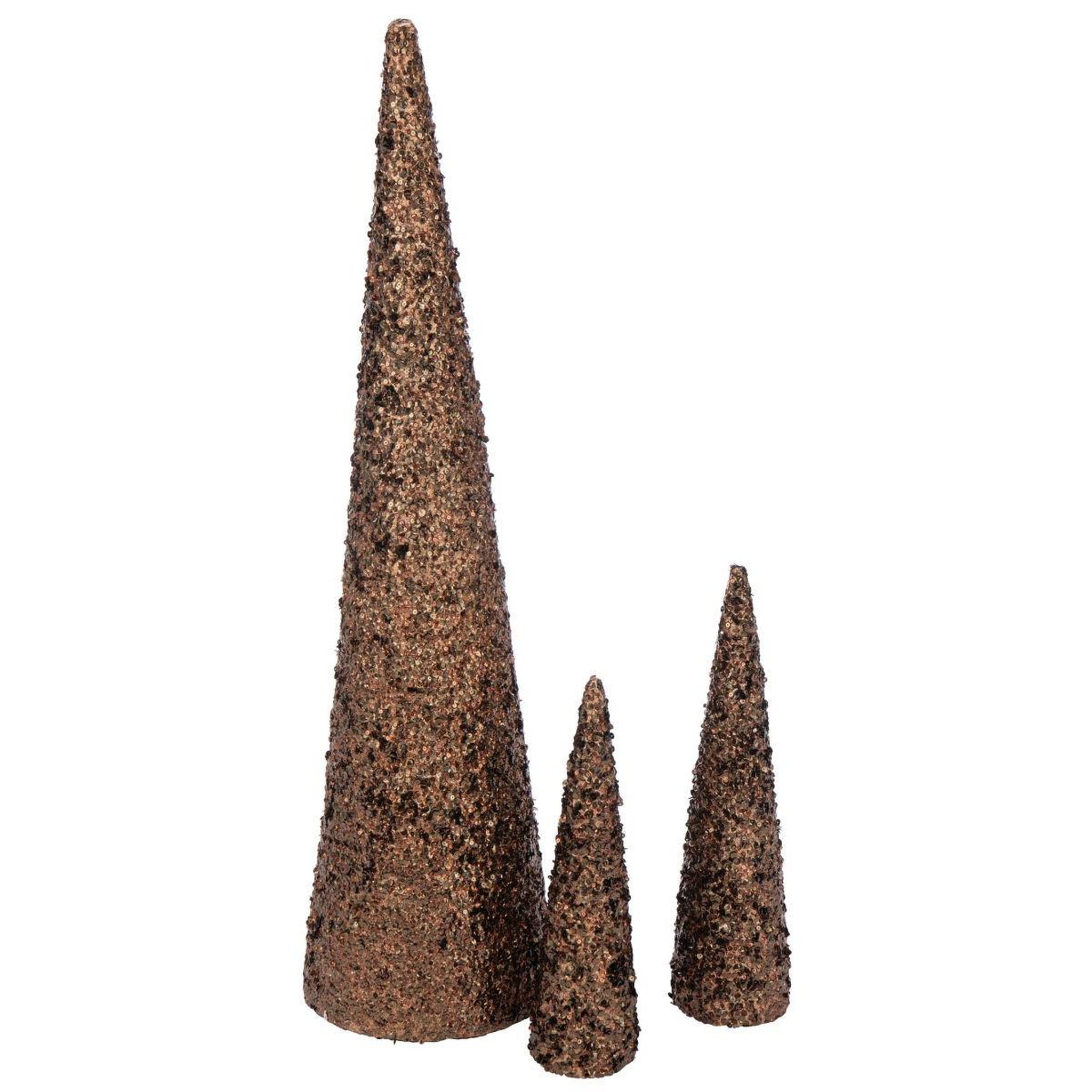 Voir la diapositive 2 : J-LINE Déco cône de noël  sequins  120cm marron