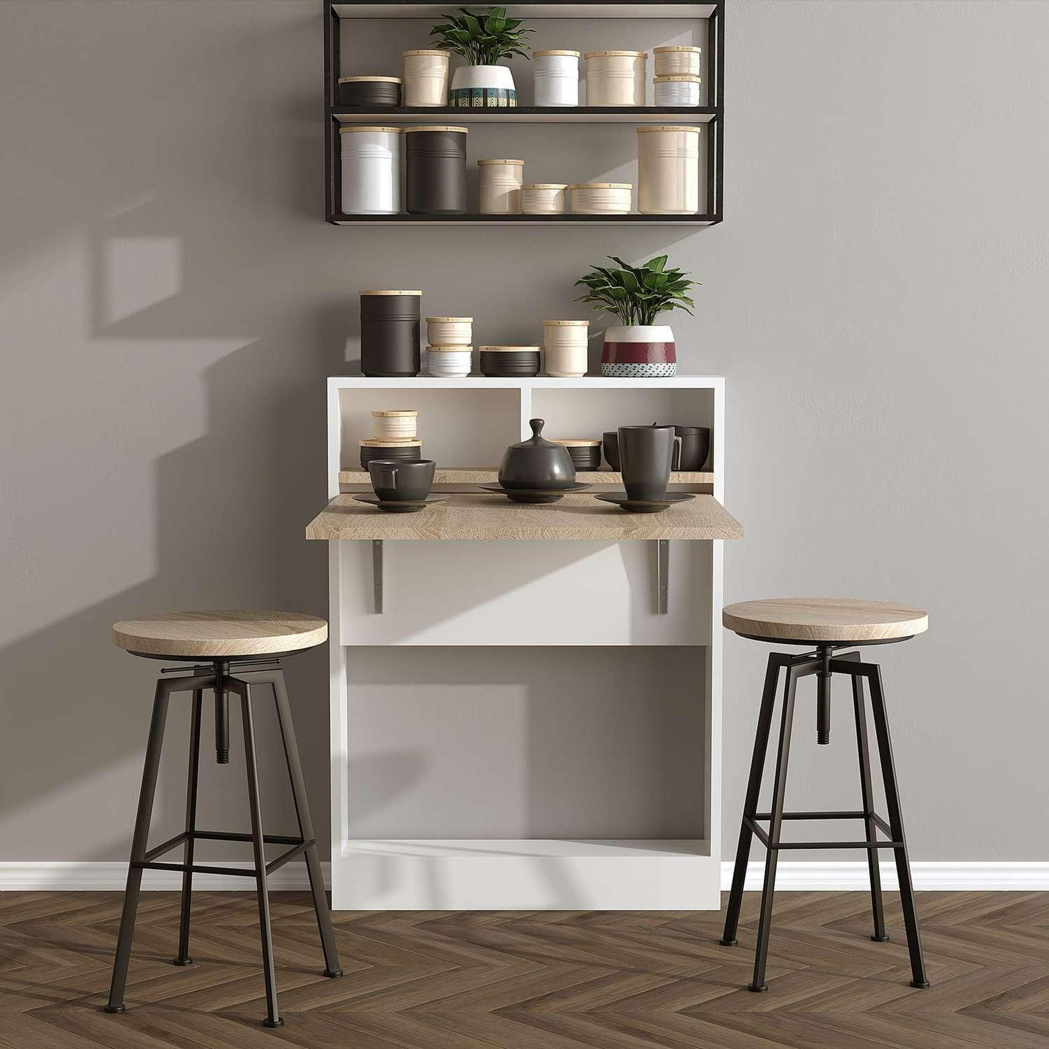 Voir la diapositive 6 : TOILINUX Table pliante aymar en bois - blanc et beige