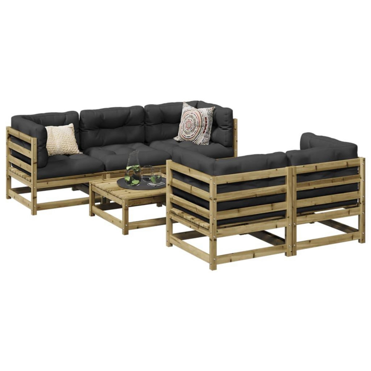 VIDAXL Salon de jardin 6 pcs bois de pin impregne