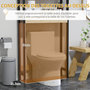 Voir la diapositive 5 : KLEANKIN Meuble étagère dessus WC - 2 portes, 2 étagères - MDF noir bois bambou verni
