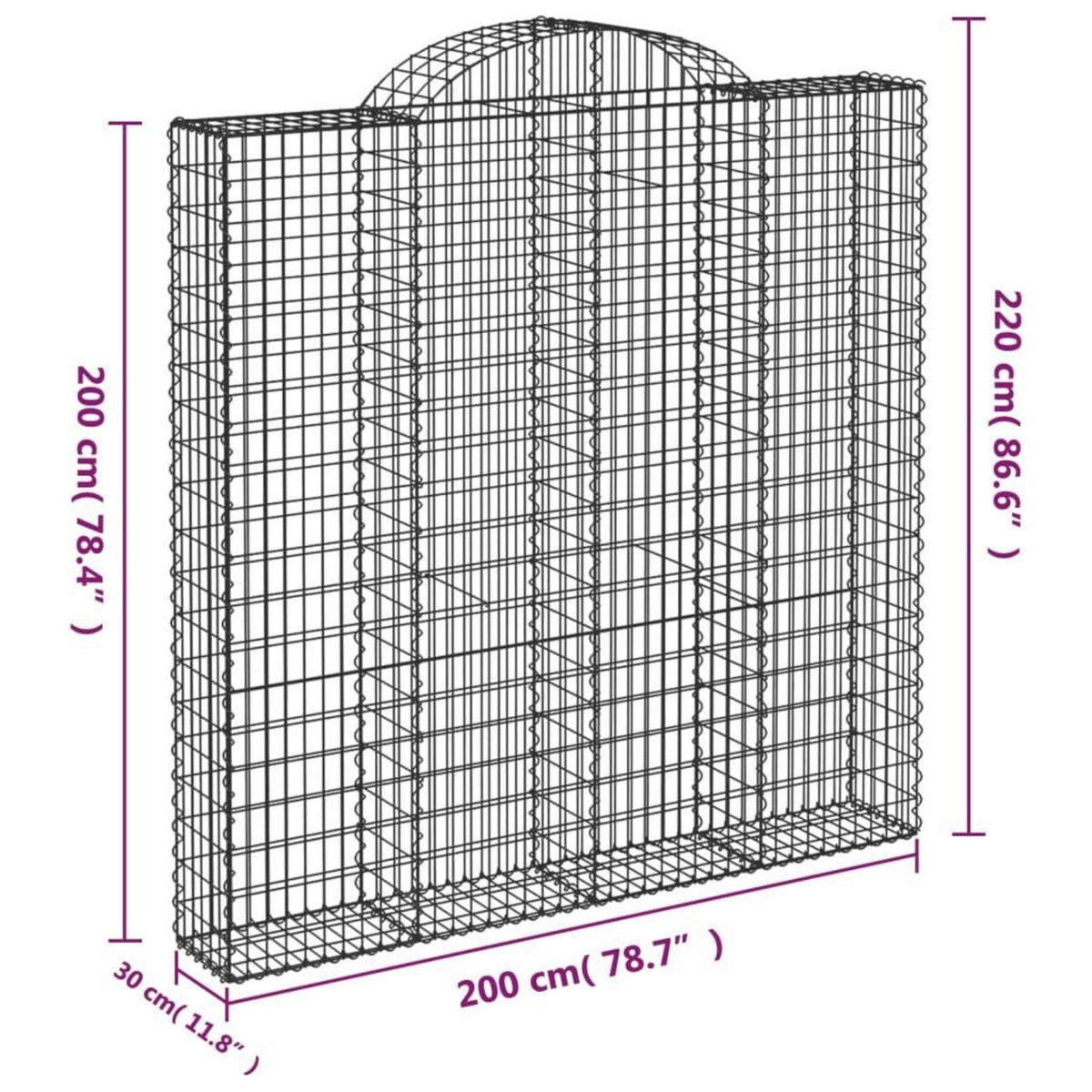 VIDAXL Paniers a gabions arques 7 pcs 200x30x200/220 cm fer galvanise