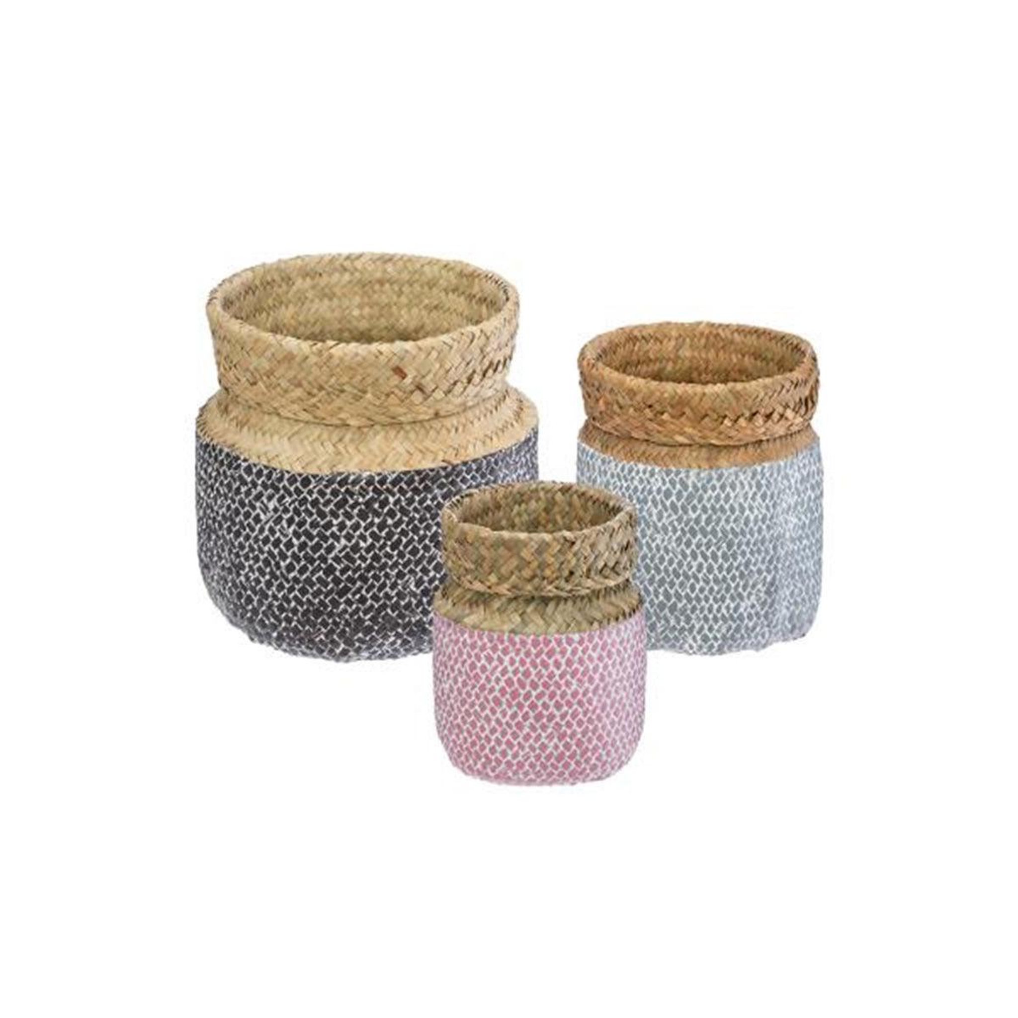 Voir la diapositive 1 : ATMOSPHERA Lot de 3 paniers de rangement  seagrass  24cm multicolore