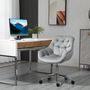 Voir la diapositive 2 : VINSETTO Vinsetto Chaise de bureau design Chesterfield effet capitonné hauteur réglable pivotant 360° piètement chromé velours gris