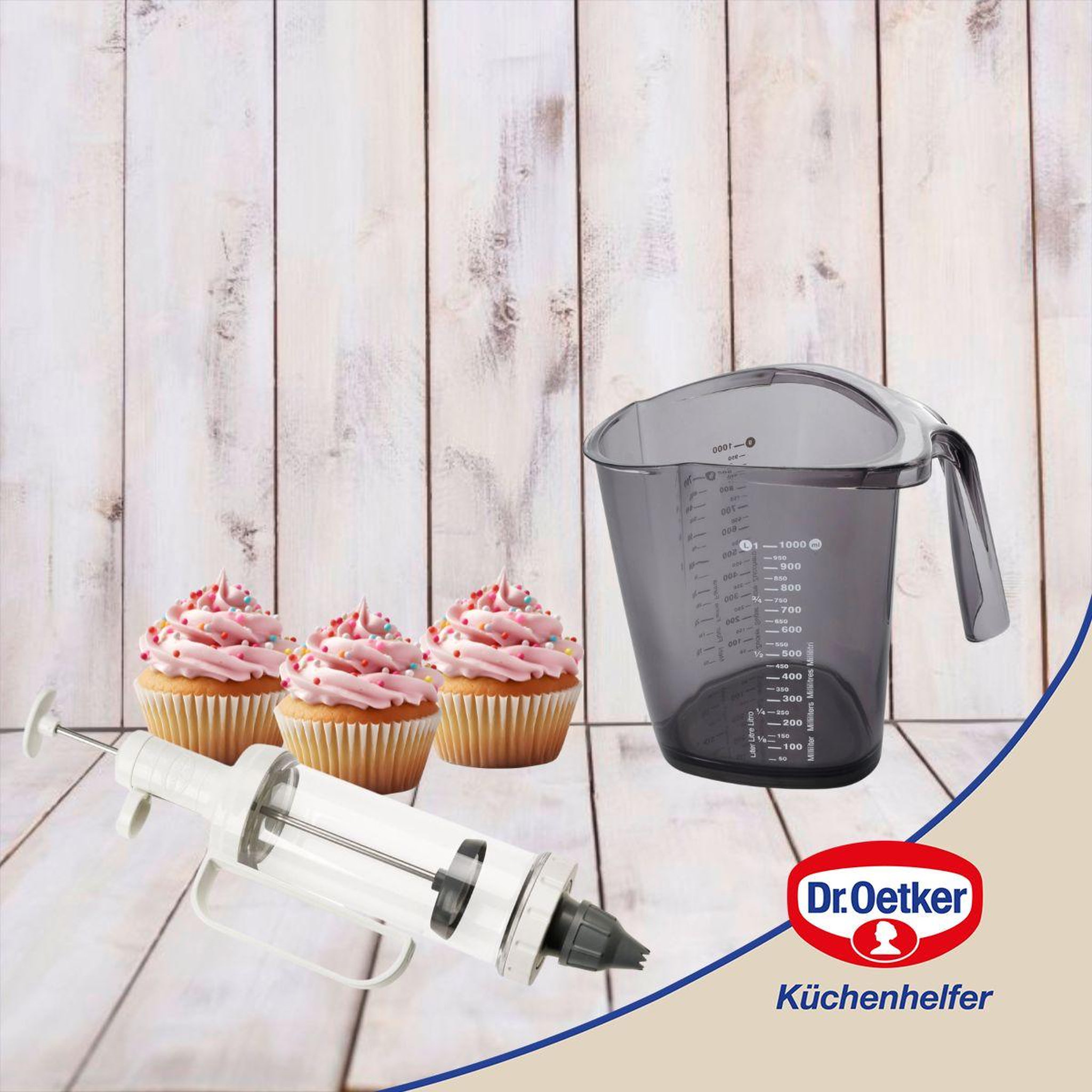 Voir la diapositive 2 : DR.OETKER Lot verre doseur et seringue à pâtisserie dr. Oetker baker edition
