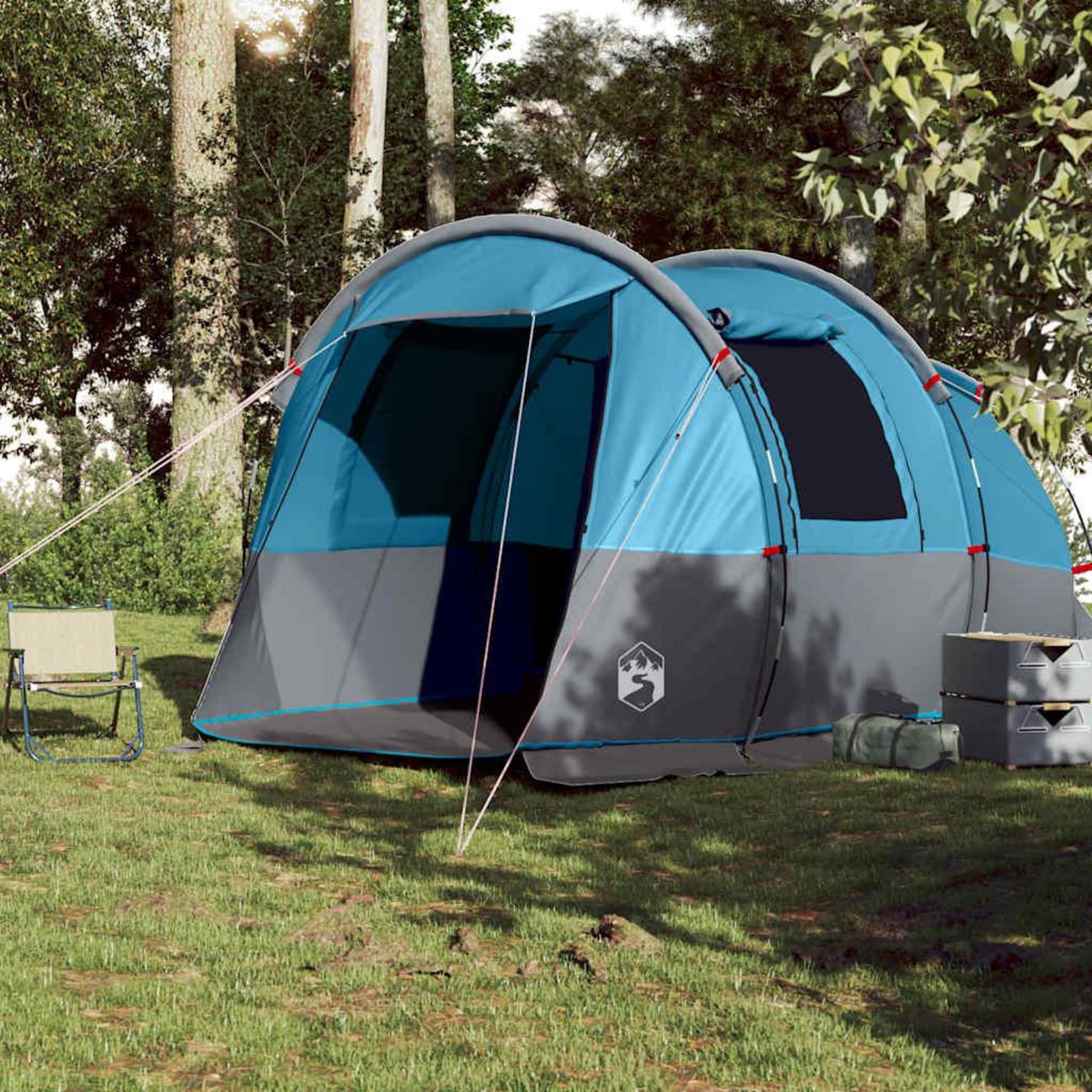 VIDAXL Tente de camping tunnel 4 personnes bleu impermeable